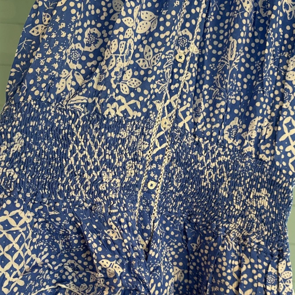Poupette St. Barth Blue and‎ White Floral Dress